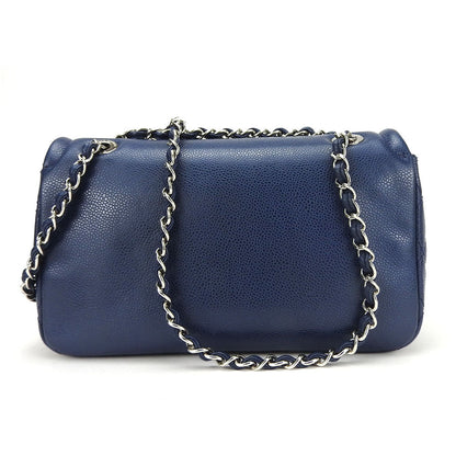 CHANEL Shoulder Bag Caviar skin Navy Matrasse