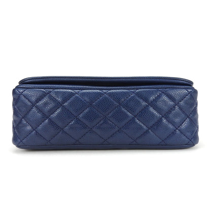 CHANEL Shoulder Bag Caviar skin Navy Matrasse