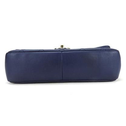 CHANEL Shoulder Bag lambskin Navy Matrasse