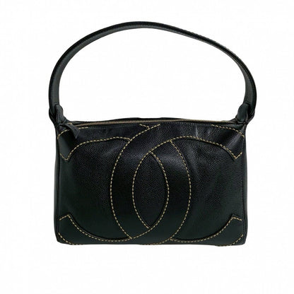 CHANEL Handbag Matt caviar skin black Wild stitch COCO Mark Women
