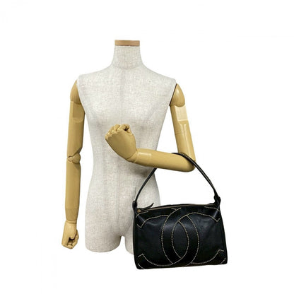 CHANEL Handbag Matt caviar skin black Wild stitch COCO Mark Women