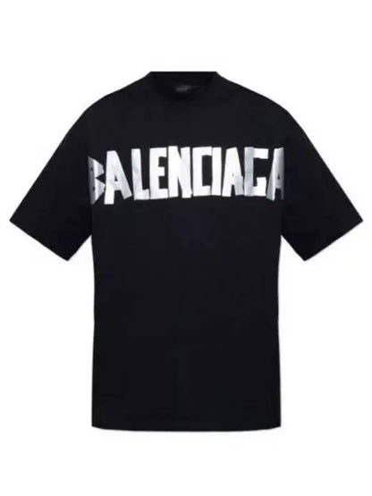 Luxury Balenciaga Trending 2025 Tape Type Short Sleeve T-Shirt Black