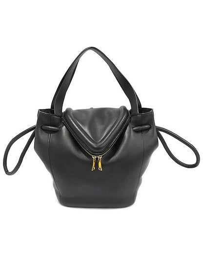 Luxury Bottega Veneta 666531 Black Vitello Nappa Gold Veil Bag Small 2WAY