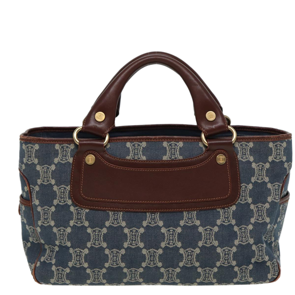 Luxury CELINE Macadam Canvas Hand Bag Blue  81368