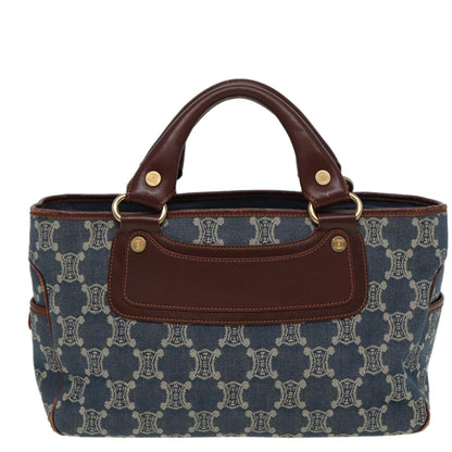 Luxury CELINE Macadam Canvas Hand Bag Blue  81368