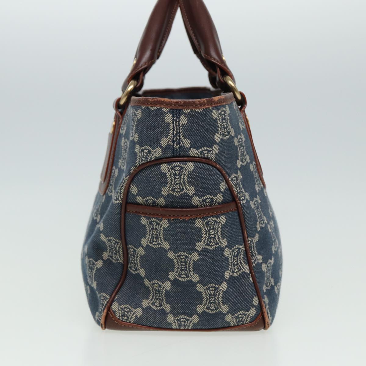 Luxury CELINE Macadam Canvas Hand Bag Blue  81368