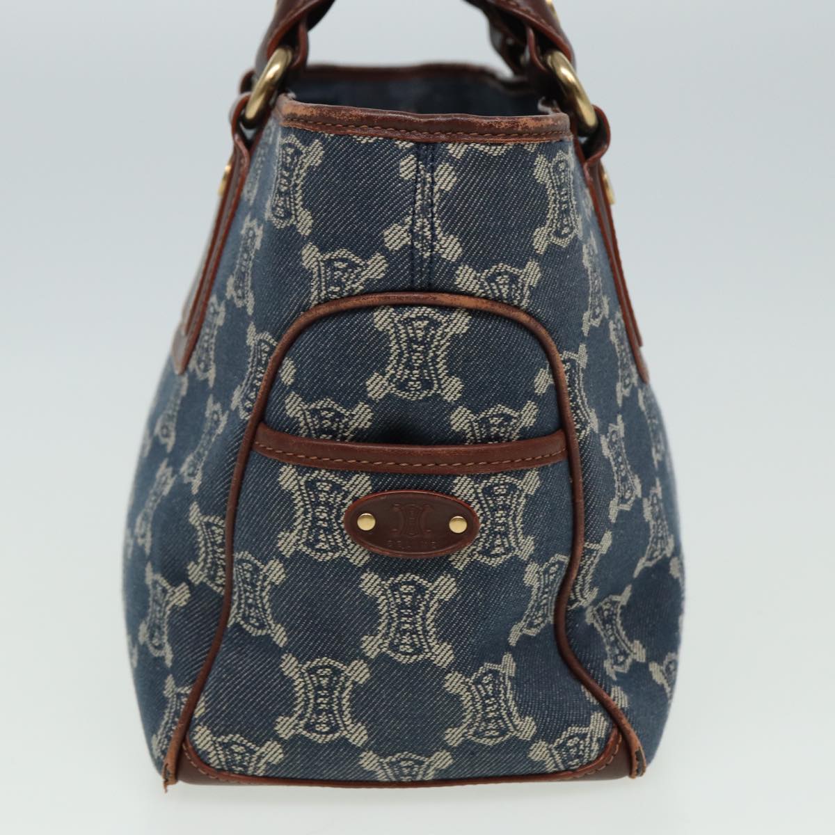 Luxury CELINE Macadam Canvas Hand Bag Blue  81368
