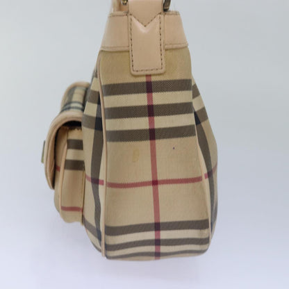Luxury Burberry Nova Check Shoulder Bag PVC Leather Beige Auth 81459