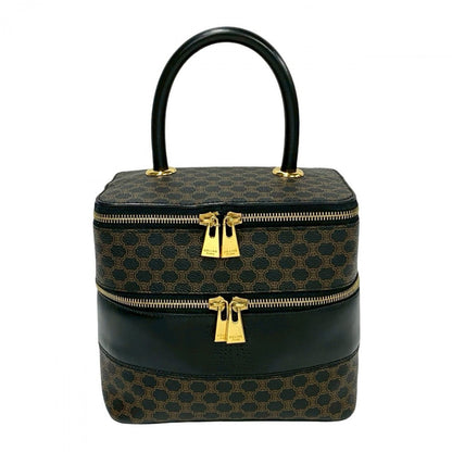 CELINE Handbag Leather, PVC black Macadam Blason Triomphe Pattern Women