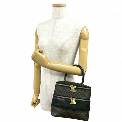 CELINE Handbag Leather, PVC black Macadam Blason Triomphe Pattern Women