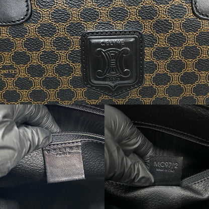 CELINE Handbag Leather, PVC black Macadam Blason Triomphe Pattern Women