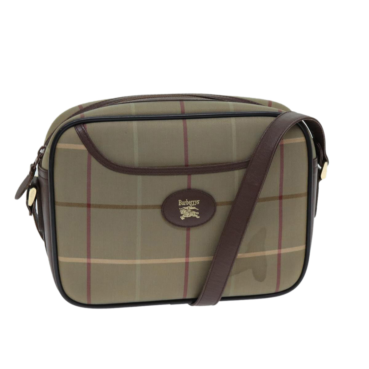 Luxury BurberrySs Nova Check Shoulder Bag Canvas Beige Auth 81656