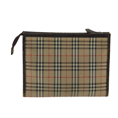 Luxury BurberrySs Nova Check Clutch Bag Canvas Beige Auth 81657