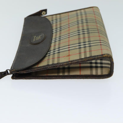 Luxury BurberrySs Nova Check Clutch Bag Canvas Beige Auth 81657