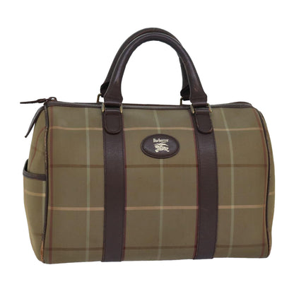 Luxury BurberrySs Nova Check Boston Bag Canvas Beige Auth 81659