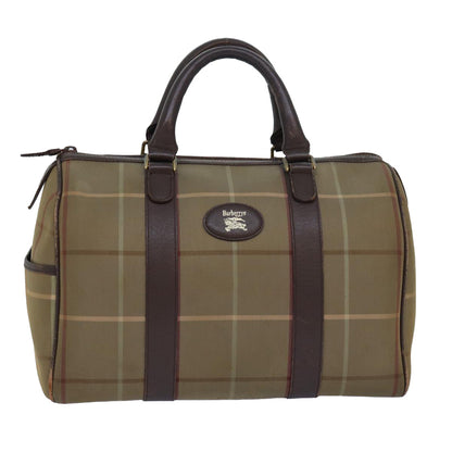 Luxury BurberrySs Nova Check Boston Bag Canvas Beige Auth 81659