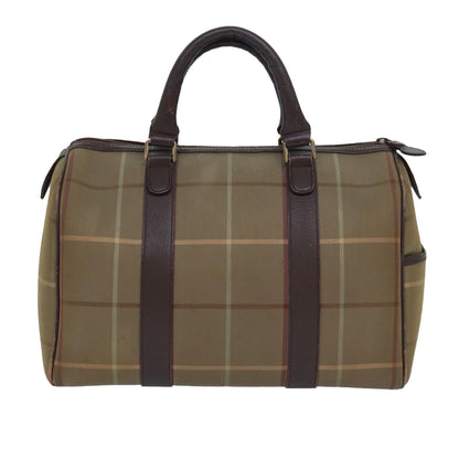 Luxury BurberrySs Nova Check Boston Bag Canvas Beige Auth 81659