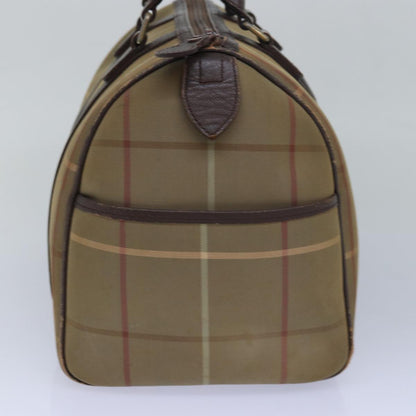 Luxury BurberrySs Nova Check Boston Bag Canvas Beige Auth 81659
