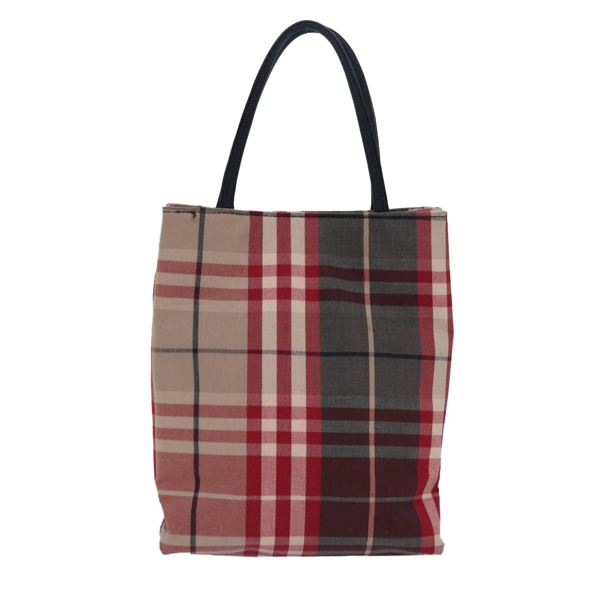 Luxury Burberry Nova Check Hand Bag Canvas Red Auth 81671
