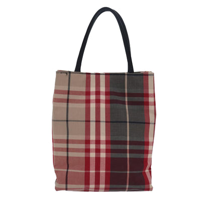Luxury Burberry Nova Check Hand Bag Canvas Red Auth 81671