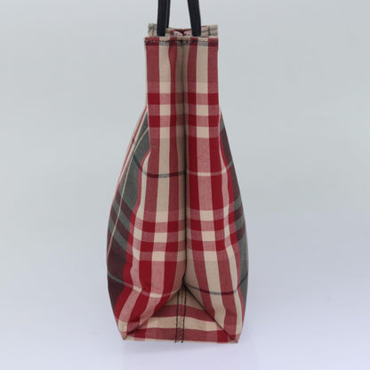 Luxury Burberry Nova Check Hand Bag Canvas Red Auth 81671