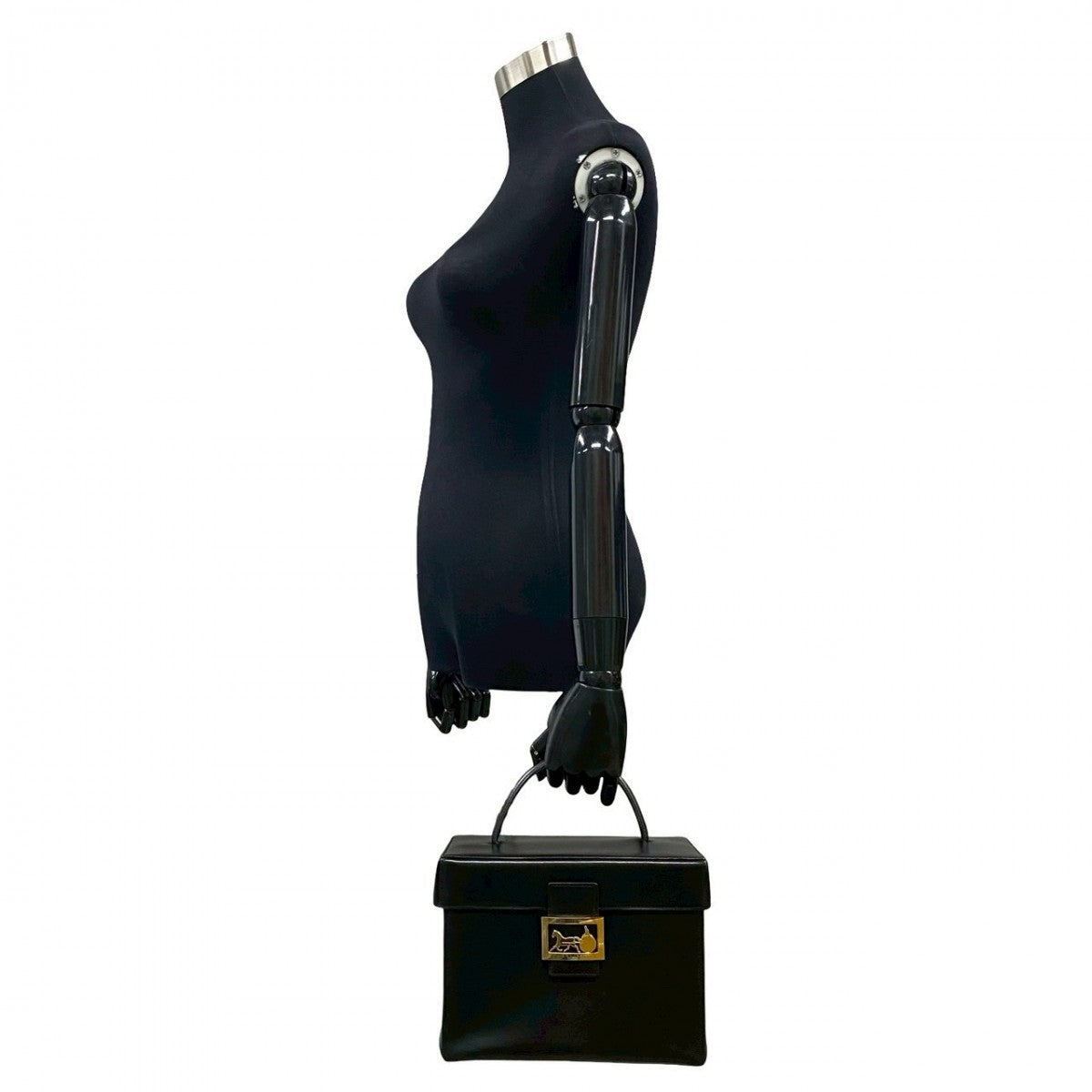 CELINE Handbag leather black logo carriage Metal Women