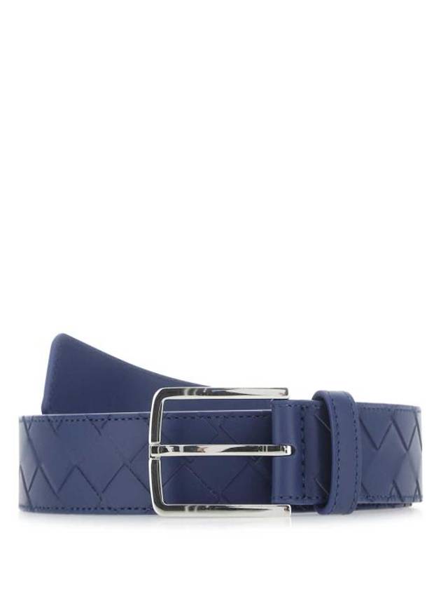 Luxury Bottega Veneta Intrecciato Leather Belt Blue
