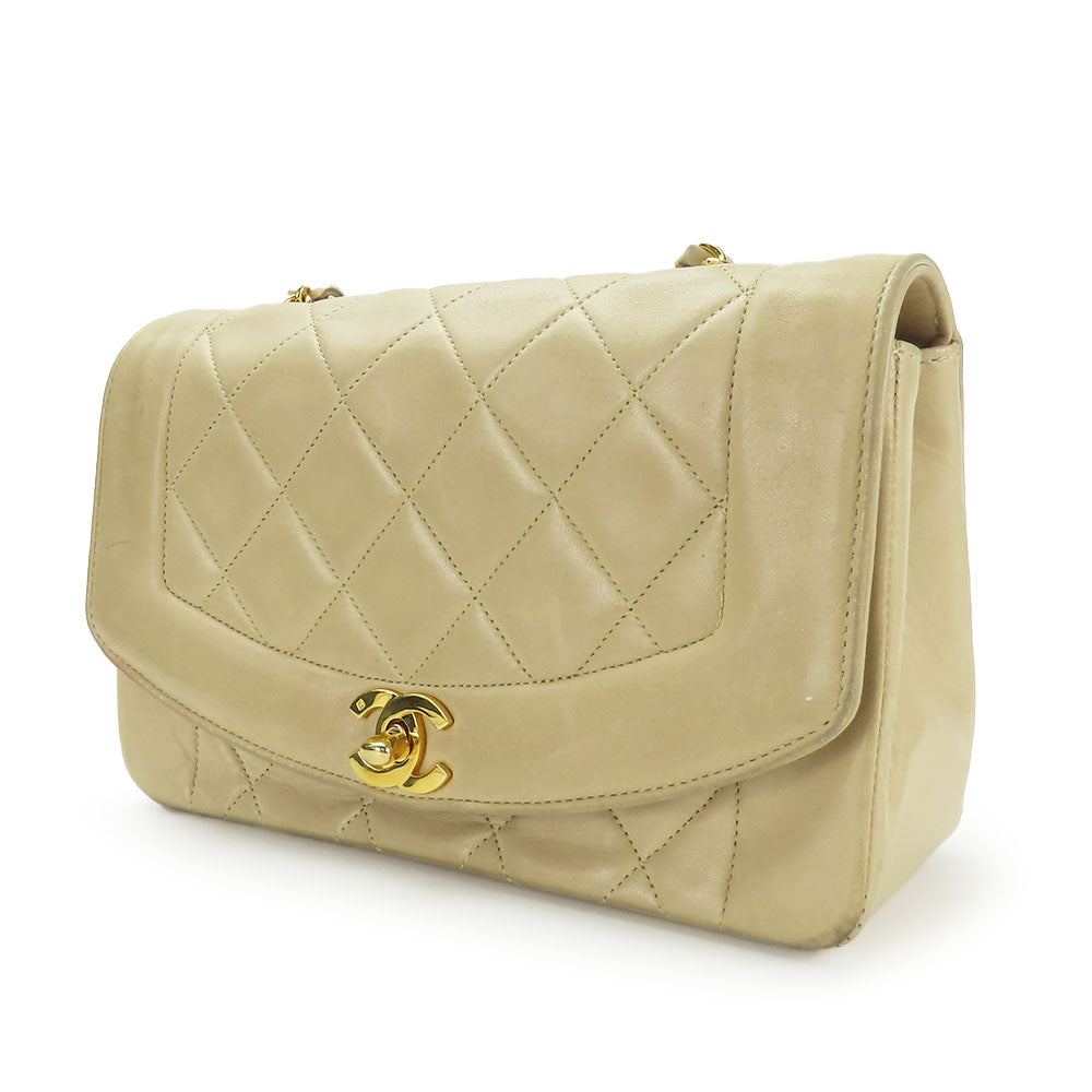 CHANEL Shoulder Bag lambskin beige Diana