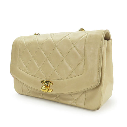 CHANEL Shoulder Bag lambskin beige Diana