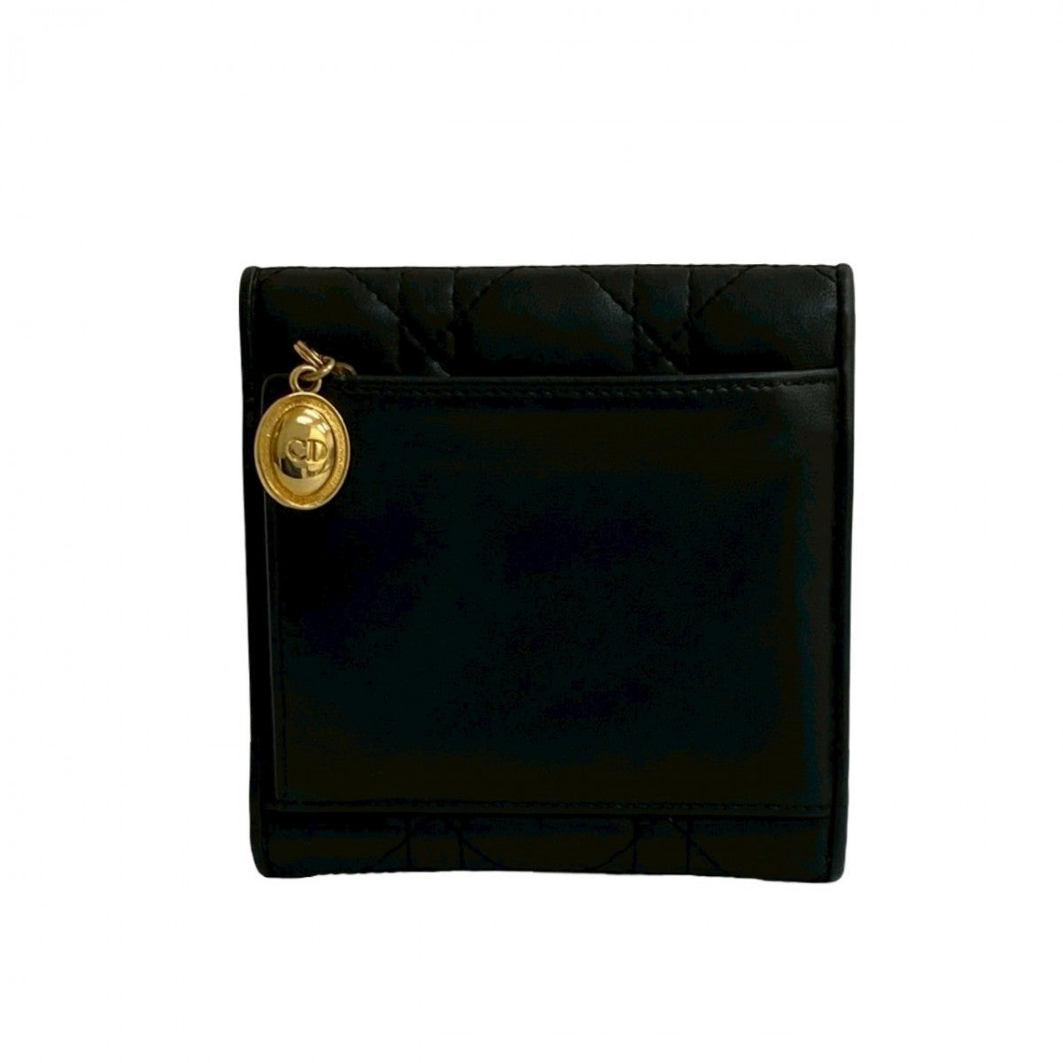 Dior Tri-fold wallet leather black Cannage stitch Women