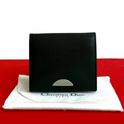 Dior Bifold Wallet leather black logo Metal Women