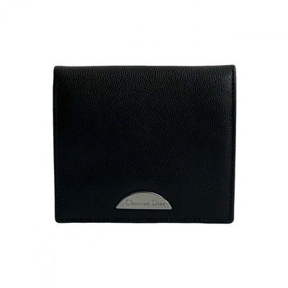 Dior Bifold Wallet leather black logo Metal Women