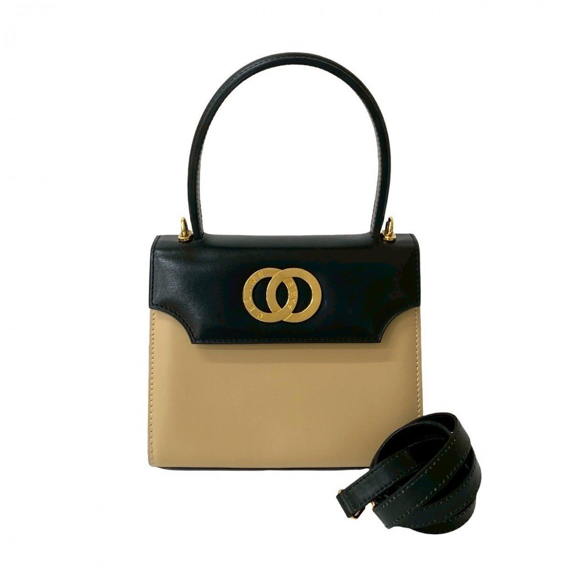 CELINE Shoulder Bag Calfskin, Leather black Circle Logo Metal Women