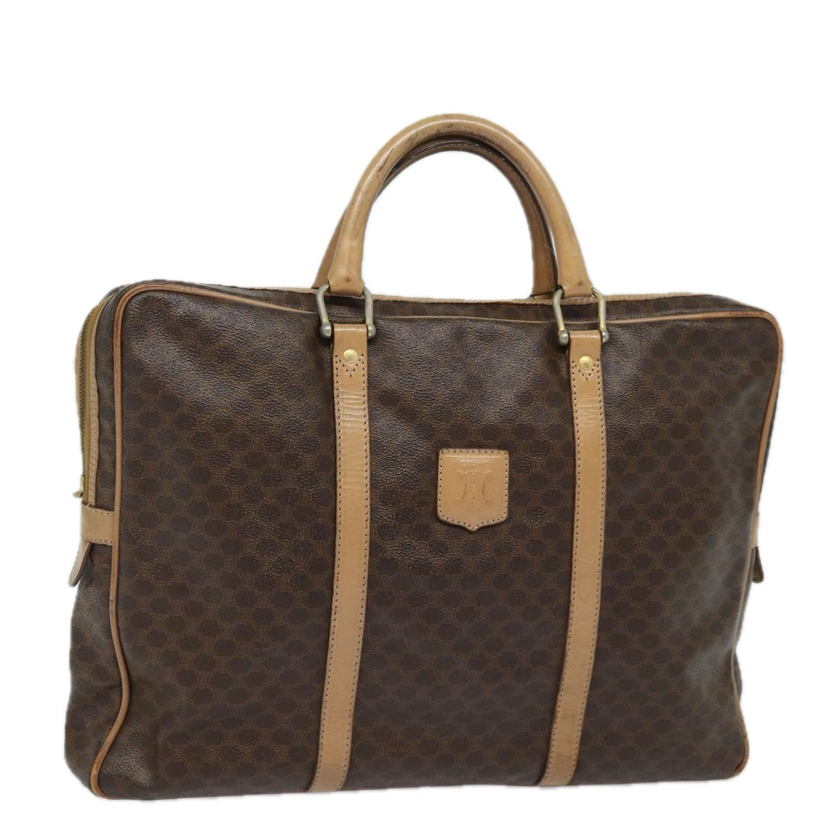 Luxury CELINE Macadam Canvas Business Bag PVC Leather Brown  81964