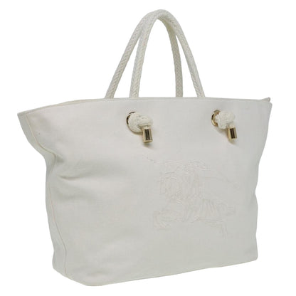 Luxury Burberry Tote Bag Canvas White Auth 81965