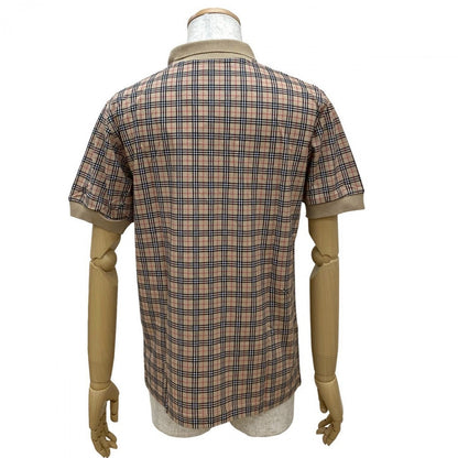 BURBERRY Short sleeve polo shirt cotton beige Nova check shadow horse logo button mens M