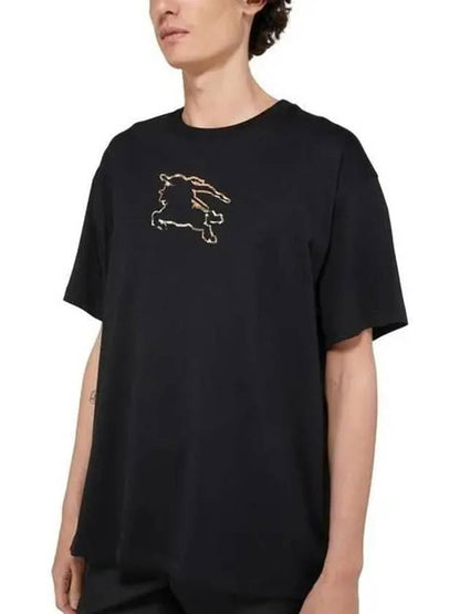 Luxury Burberry Equestrian Night Print Short Sleeve T-Shirt Black
