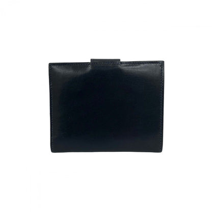 CELINE Bifold Wallet Calfskin, Leather Navy logo Metal Women(Unisex)