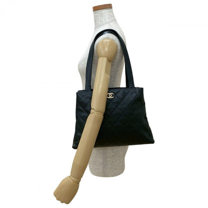 CHANEL Tote Bag Matt caviar skin black COCO Mark Matrasse Women