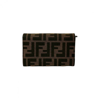 FENDI Bifold Wallet Canvas, Leather Brown Zucca FF logo Pattern Women