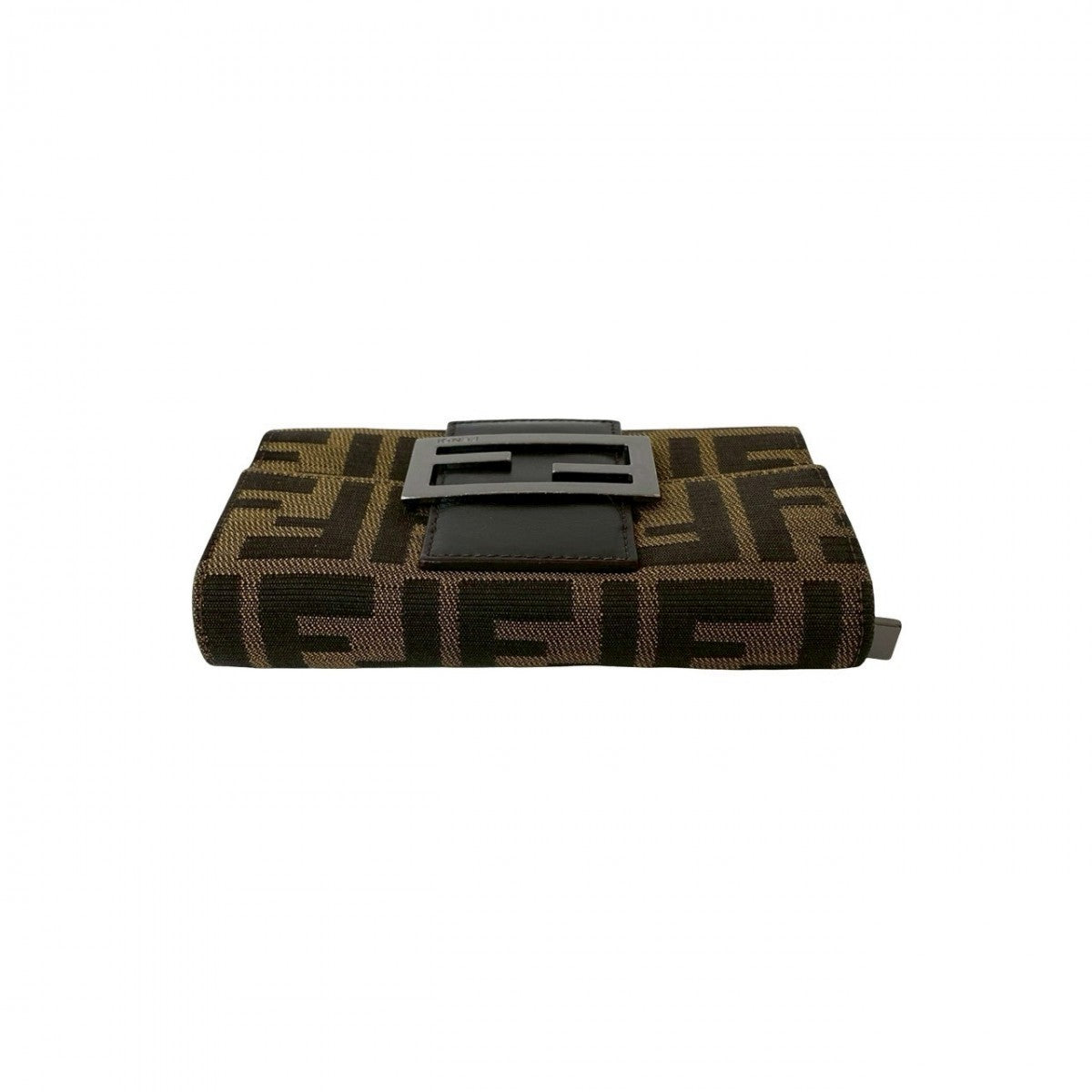 FENDI Bifold Wallet Canvas, Leather Brown Zucca FF logo Pattern Women