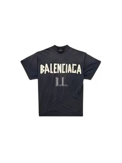 Luxury Balenciaga Trending 2025 Tape Type Cotton Short Sleeve T-Shirt Black