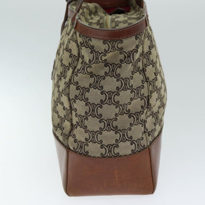 Luxury CELINE Triomphe Hand Bag Canvas Brown Auth 82167