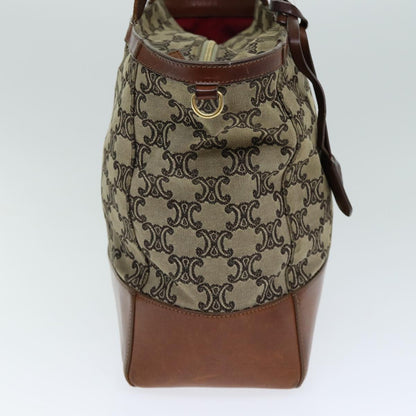 Luxury CELINE Triomphe Hand Bag Canvas Brown Auth 82167