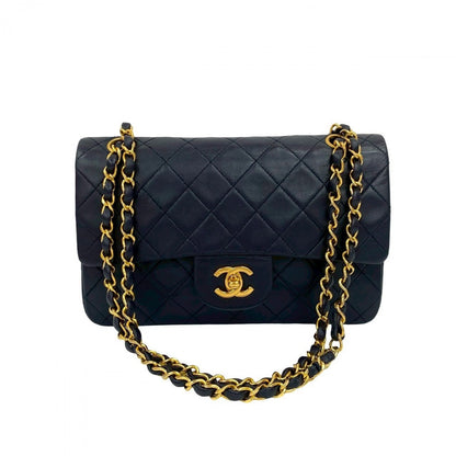CHANEL Shoulder Bag lambskin Navy Matrasse