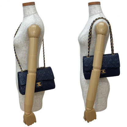 CHANEL Shoulder Bag lambskin Navy Matrasse