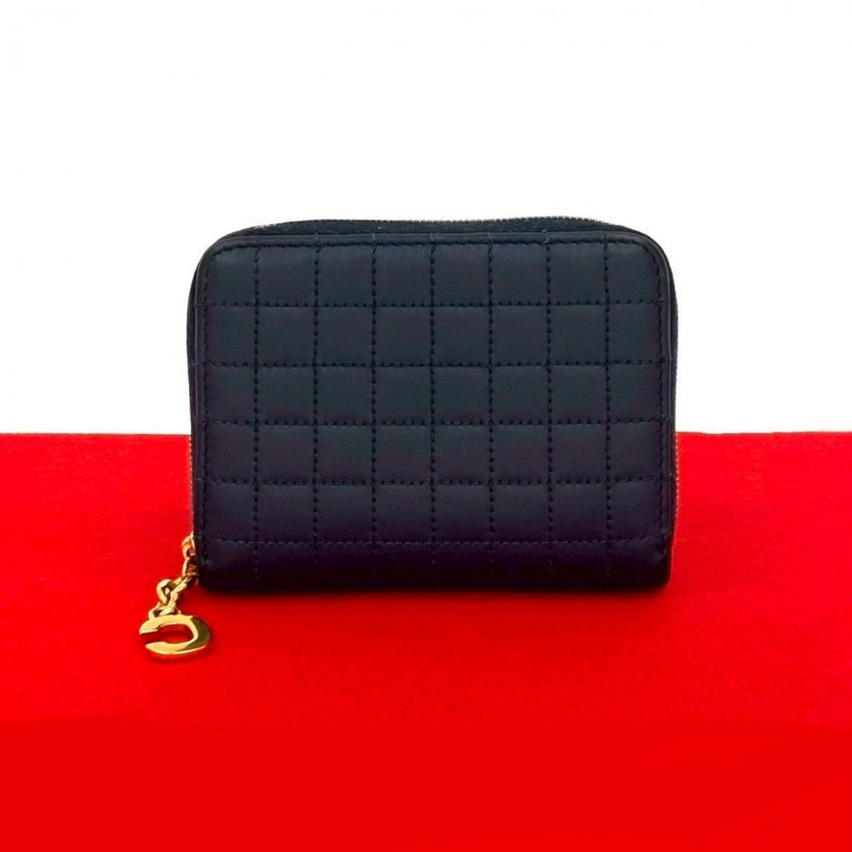 CELINE Bifold Wallet leather Navy C Charm Compact Wallet mens