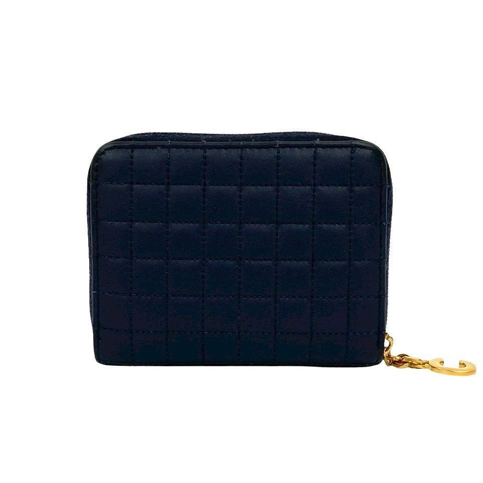 CELINE Bifold Wallet leather Navy C Charm Compact Wallet mens