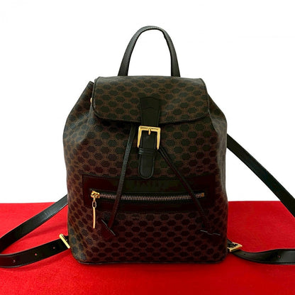 CELINE Backpack Leather, PVC black Macadam Blason Triomphe Pattern mens(Unisex)