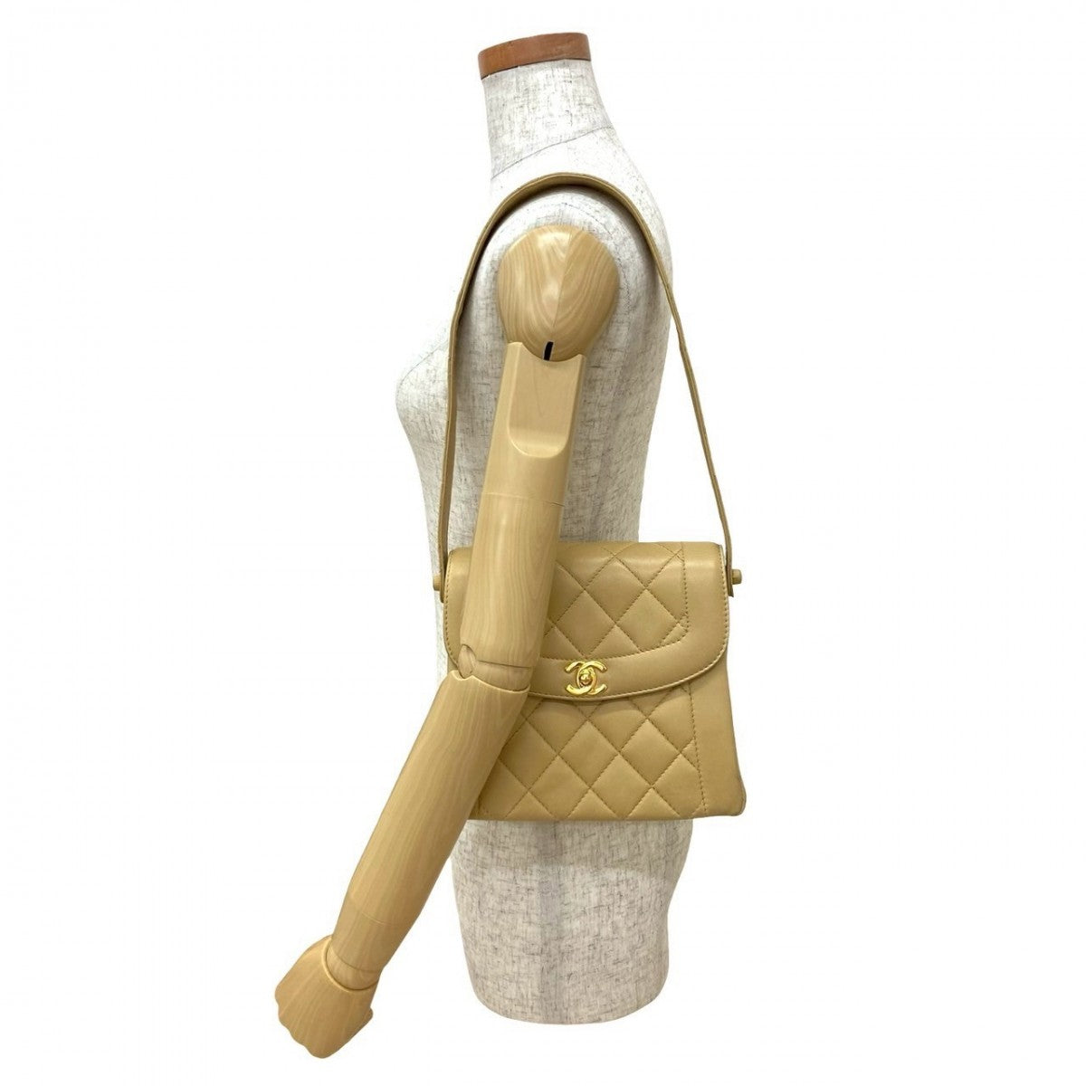 CHANEL Shoulder Bag lambskin beige COCO Mark Matrasse Women